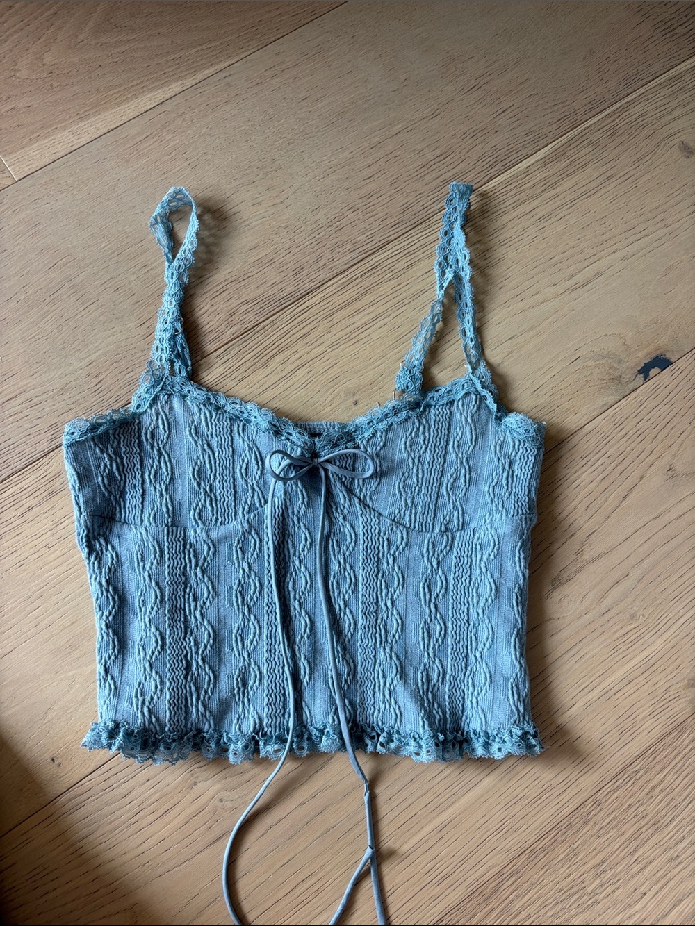 Edikted Light Blue Knit Lace-Trim Cami Top size XS